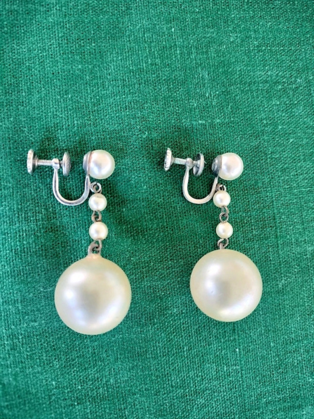 Pearl Drop Screw-Back Earrings in White
